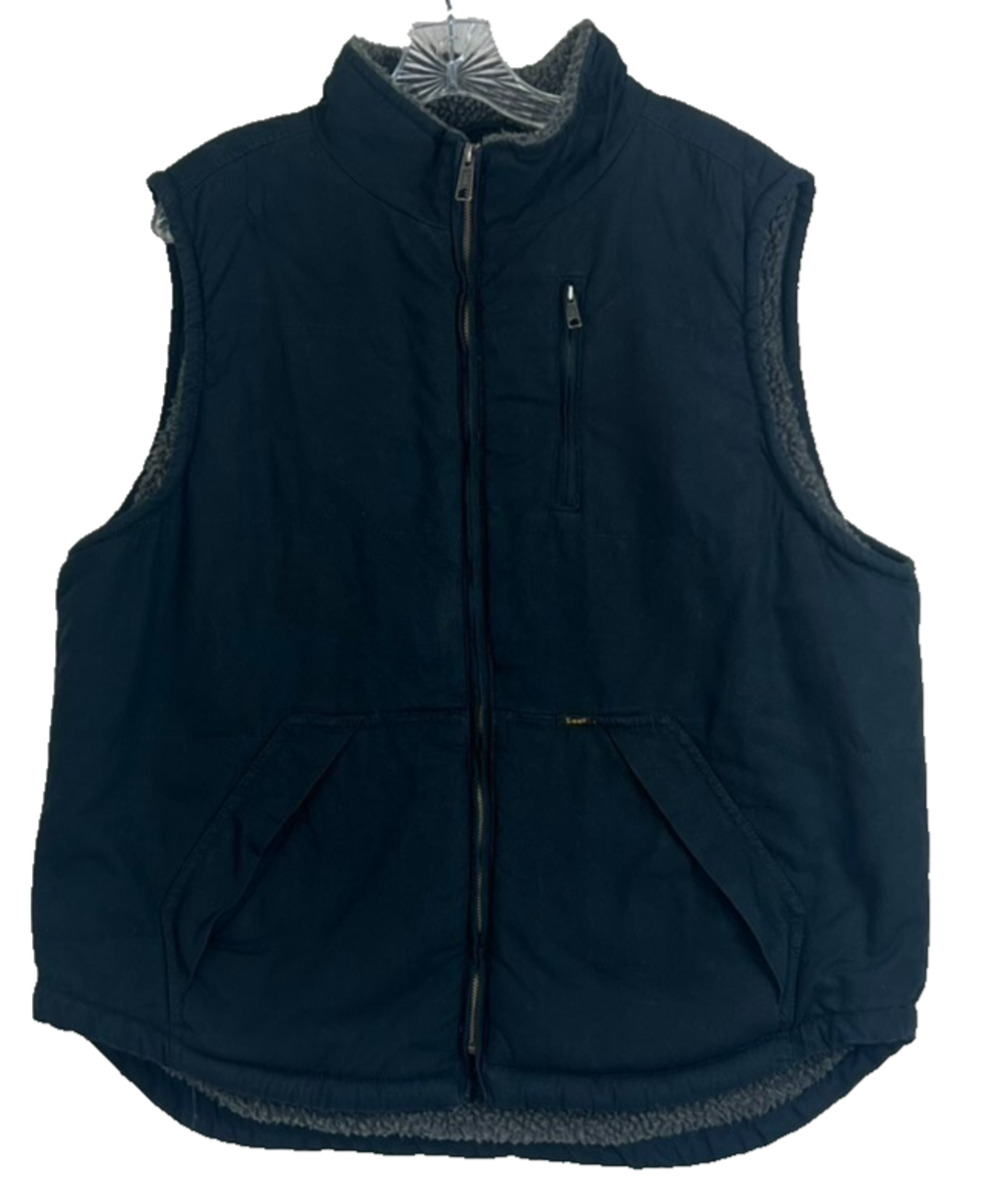 Lee Premium Vest Select Men's Size L Dark Blue Sherpa Lined Full Zip Canvas